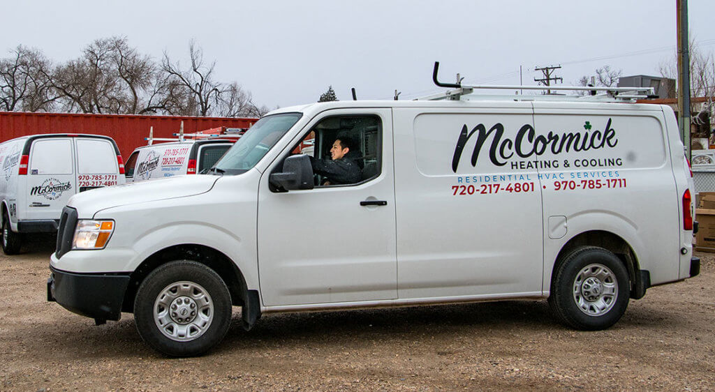 McCormicks electrician and hvac service van in Greeley