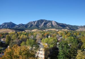 View of Flatirons from Louisville Colorado